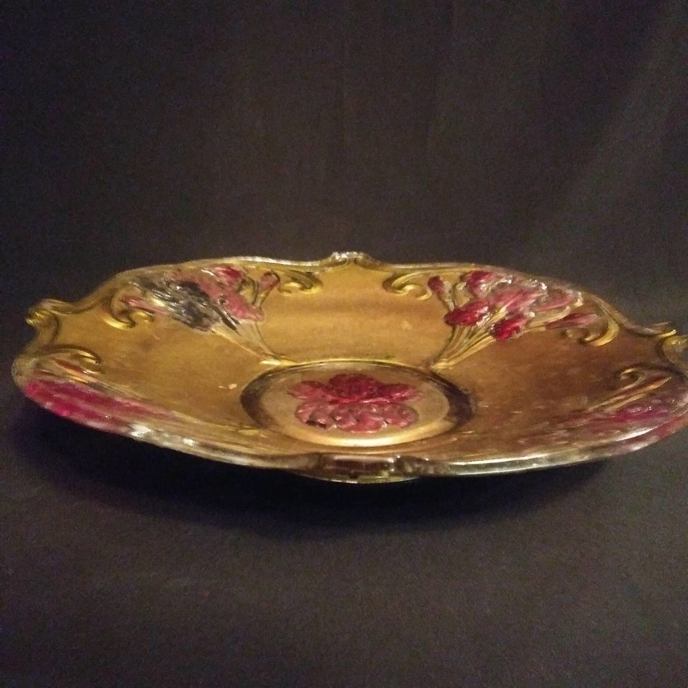 Antique Goofus Glass Iris Square Plate 10 in.